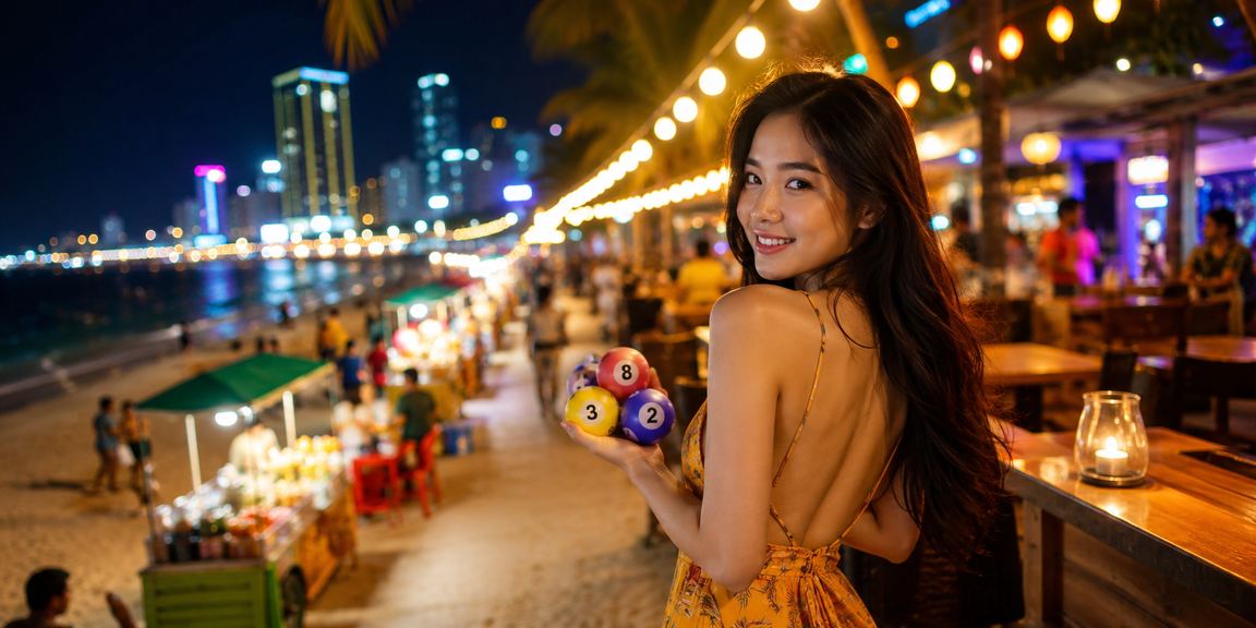 Không khí giải trí sôi động tại chợ đêm Nha Trang với ánh đèn lung linh